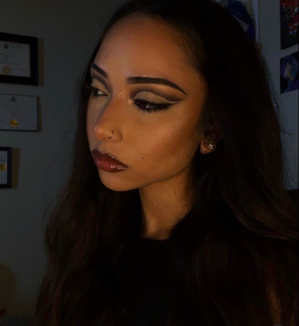 Creative SFX cracked ice queen face paint with dark purple lip — Halloween makeup by Ottawa artist Zara